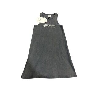 Zara Girls Ribbed Tank Dress Gray Graphic Good Days Are Coming Size 7 NWT Summer